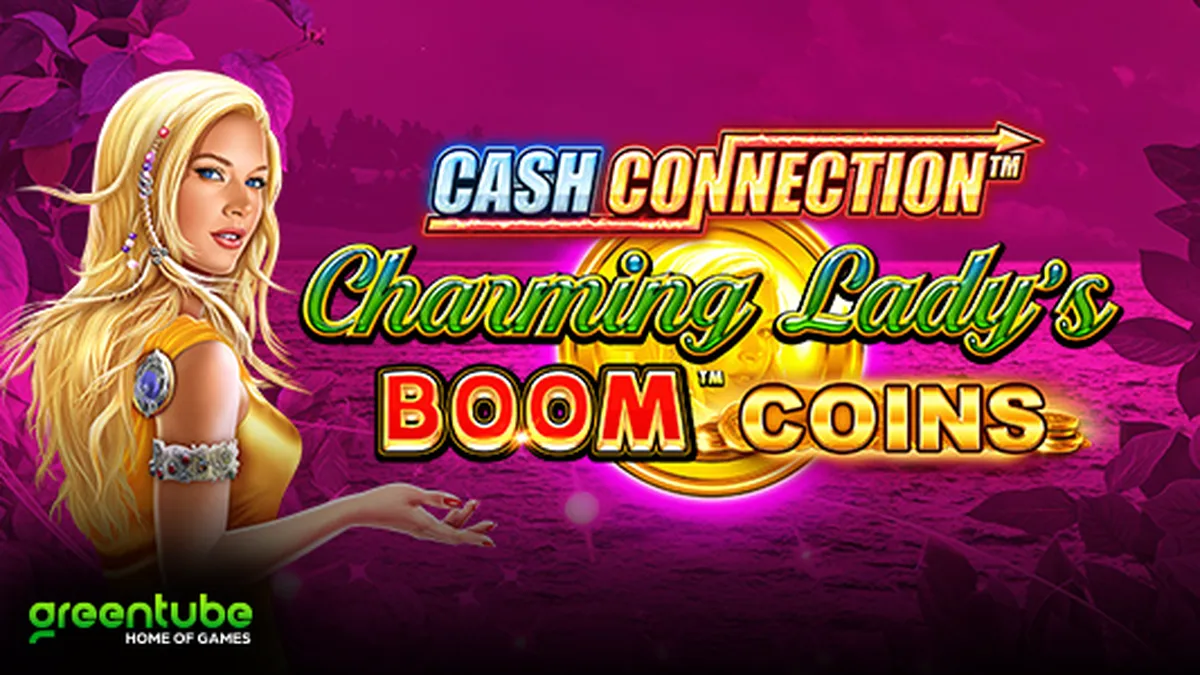 Tampilan layar permainan slot Cash Connection Charming Lady’s Boom Coins