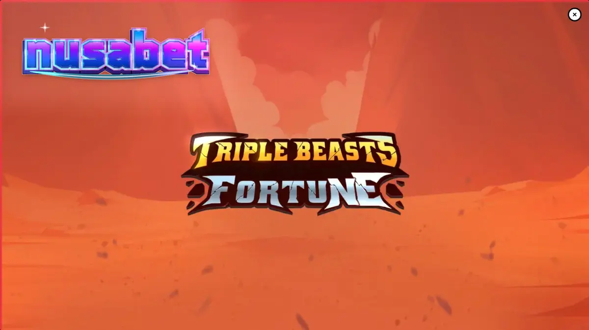 Tampilan visual slot Triple Beasts of Fortune dengan latar belakang ngarai dan simbol totem hewan.